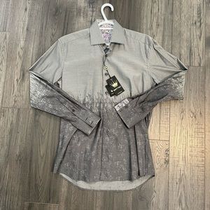 Gray button up dress shirt